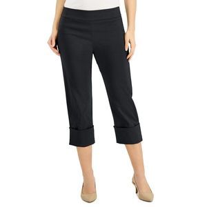 Jm Collection Womens Caviar Cuff Capri Pants, Black, Size X-Large